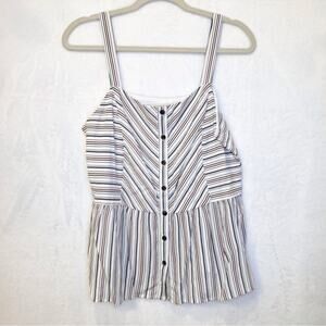 LOFT Black and White Buttoned Peplum Tank Top Size Medium Petite NWT